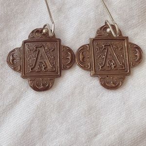 Initial A Bronze Earrings